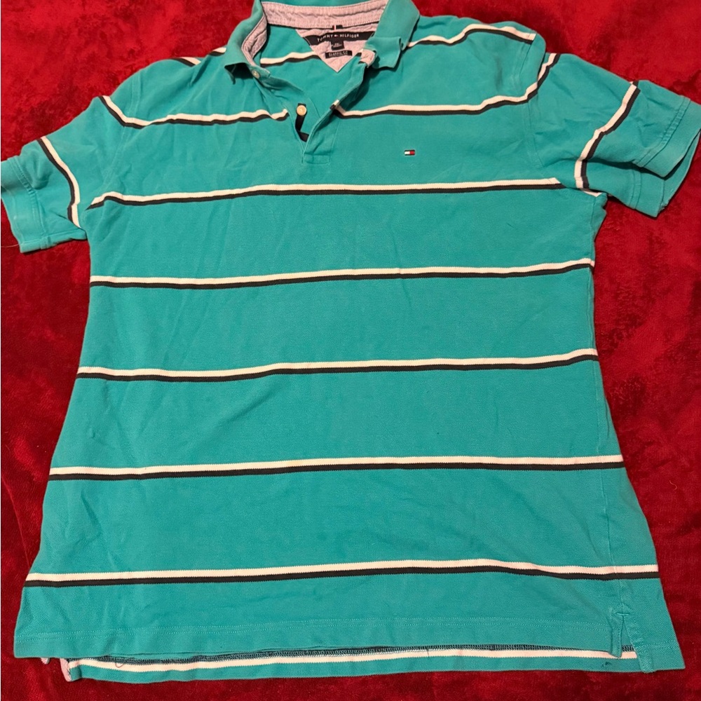 Vintage Tommy Hilfiger Classic Fit Polo in Teal and Navy size 2XL